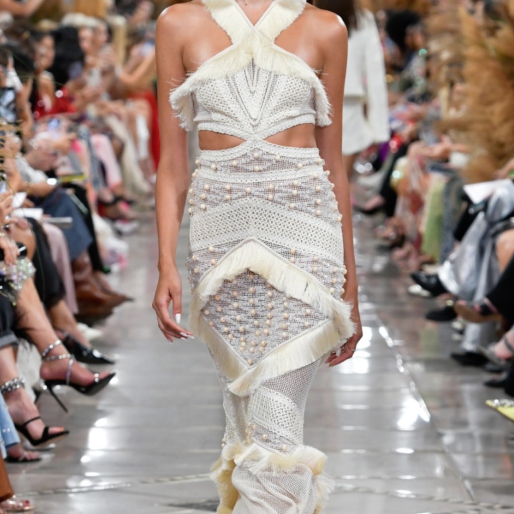 PatBO Cream and White Maxi Dress
